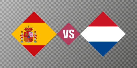 Spain vs Netherlands flag concept. Vector illustration.