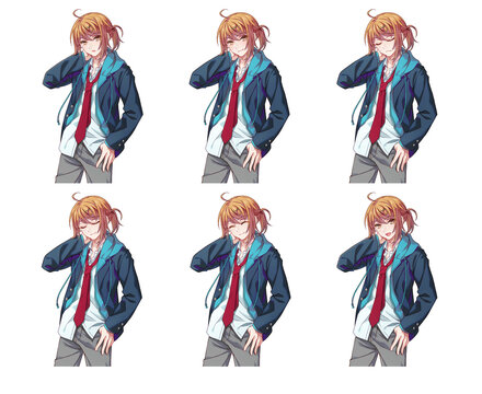 illustration of anime-style boy ( Expression variation set )