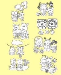 Background, set of pets, puppy, friend, animals, tiger, little cat, puppies, cats, lion, fashion baby, rapport background, 