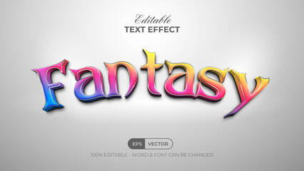 Fantasy text effect colorful style. Editable text effect.
