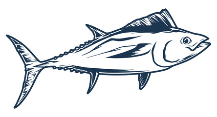 Sea tuna monochrome detailed sticker