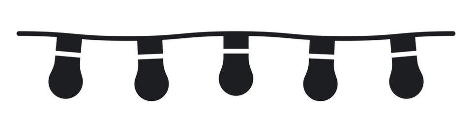 Christmas lights. Light bulb black border. Frame. Garland light bulbs vector clipart.