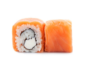 Sushi roll on white backgrounds.