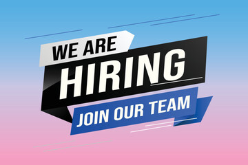 hiring recruitment Join now design for banner poster We are hiring lettering with geometric shapes lines. Vector illustration typographic. Open vacancy design template modern concept	