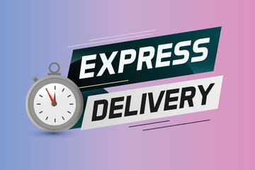Express delivery word concept vector illustration with stopwatch style for use landing page, template, ui, web, mobile app, poster, banner, flyer, background, gift card, coupon, label	
