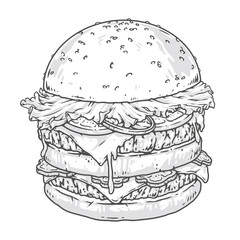 Juicy cheeseburger monochrome vintage emblem