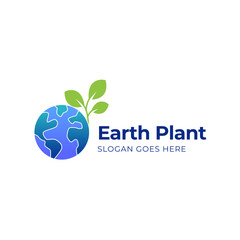 Vector of a earth and leaf logo combination. Planet and eco symbol or icon. Unique global and natural, organic logotype design template.