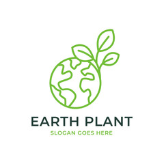 Vector of a earth and leaf logo combination. Planet and eco symbol or icon. Unique global and natural, organic logotype design template.