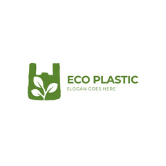 Eco plastic, Reuse plastic  or plastic bag with leaves. Vector icon linear template