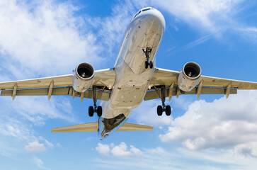 Commercial plane landing at the airport