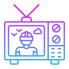 Television Line Gradient Icon