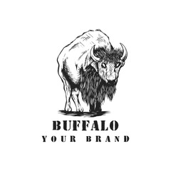 hand drawn american bison logos