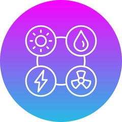 Energy Sources Gradient Circle Line Inverted Icon