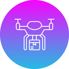 Drone Delivery Gradient Circle Line Inverted Icon