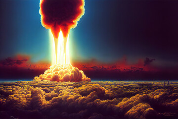 Mushroom cloud double explosion from Nuclear War Strike