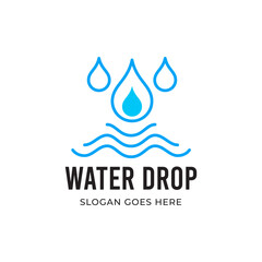 Water drop dripping in sea Logo