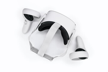 Virtual Reality Device and Controler Isolated on white background from the top view
