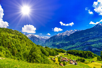 Village, Lungern, Lungerersee, Obwalden, Switzerland