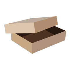 shallow box with open top lid, isolated object on white background, vector illustration,