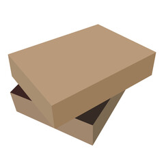 shallow box with open top lid, isolated object on white background, vector illustration,