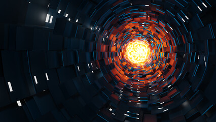 3D Rendering. Abstract sci-fi Modern futuristic background with tunnel corridor.