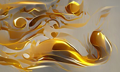 Abstract Luxuly Gold and Silver Fluid Design Art Background, Texture and Illustration	
