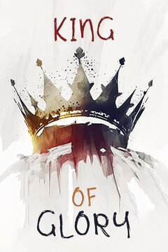 Christian worship. Crown. King of Glory. Ink style. Digital art image.
