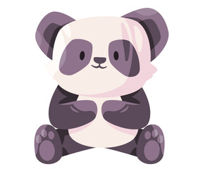 Panda animal bear with cute adorable face animal doll in white black color cartoon illustration