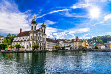 Fototapeta na wymiar Jesuit Church, Jesuitenkirche in Lucerne, Luzern, Switzerland