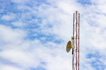 Communication tower transmission  signal with blue sky