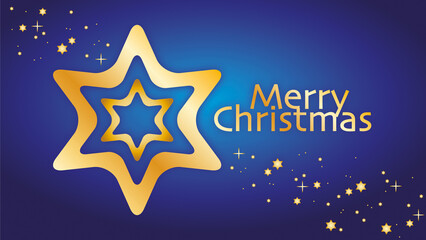 Weihnachtlicher Stern auf blauem Hintergrund mit Weihnachtsgruß