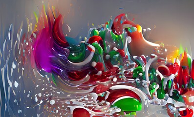 Abstract Christmas Colorful Fluid Design Art Background, Texture and Illustration	
