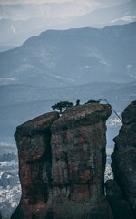 Aerial view of strangely shaped Belogradchik Rocks in Bulgaria