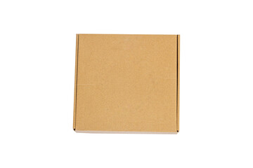 Fototapeta premium Top view of cardboard box with blank cover on transparent background, png