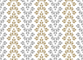 Flower geometric pattern. Seamless vector background. Gold and gray ornament