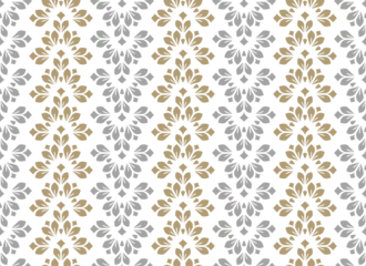 Foto auf Acrylglas Flower geometric pattern. Seamless vector background. Gold and gray ornament © ELENA