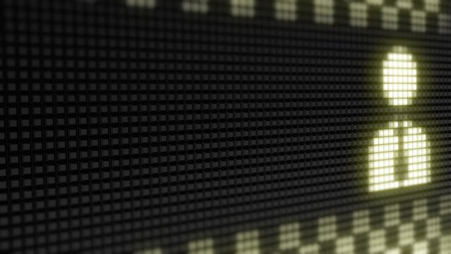 Looping footage with person icon in the screen has 4K resolution and Prores4444. 3D Illustration.