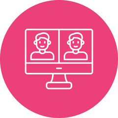 Video Call Multicolor Circle Line Inverted Icon