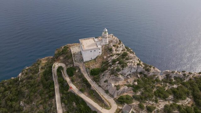 Drone footage of Capo Caccia Lighthouse in Alghero, Sardinia, Italy