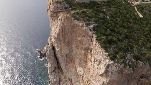 Drone footage of Capo Caccia Lighthouse in Alghero, Sardinia, Italy
