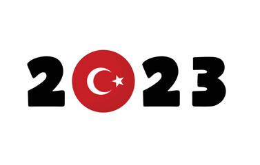 2023 Turkey government president elections and national holiday concept illustration. Turkish flag 2023.