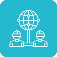 Network Multicolor Round Corner Line Inverted Icon