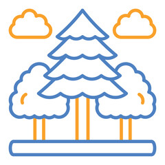 Forest Blue And Orange Line Icon