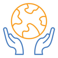 Earth Blue And Orange Line Icon