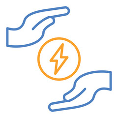 Save Energy Blue And Orange Line Icon