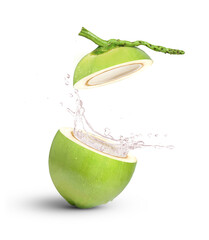 Coconut juice (coconut water) splash isolated on white background.