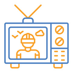 Television Blue And Orange Line Icon