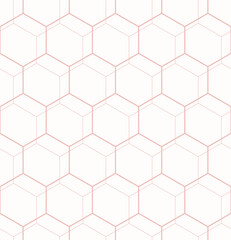 Geometric abstract vector hexagonal seamless background. Geometric pink modern ornament. Seamless modern pattern