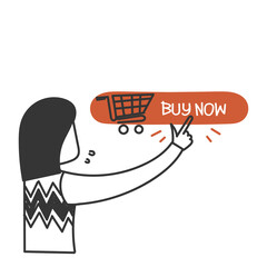 doodle hand drawn buy now button illustration