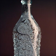 Etched glass bottle